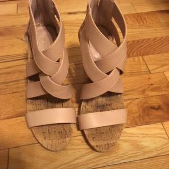 BCBGeneration Pink Cork Wedge Heels - Picture 2 of 3